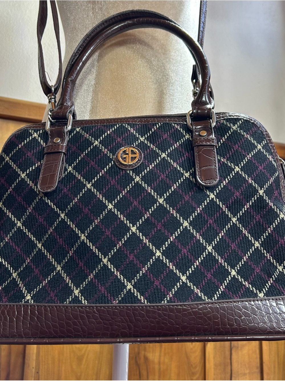 Giani Bernini Plaid Croco Dome Satchel Bag